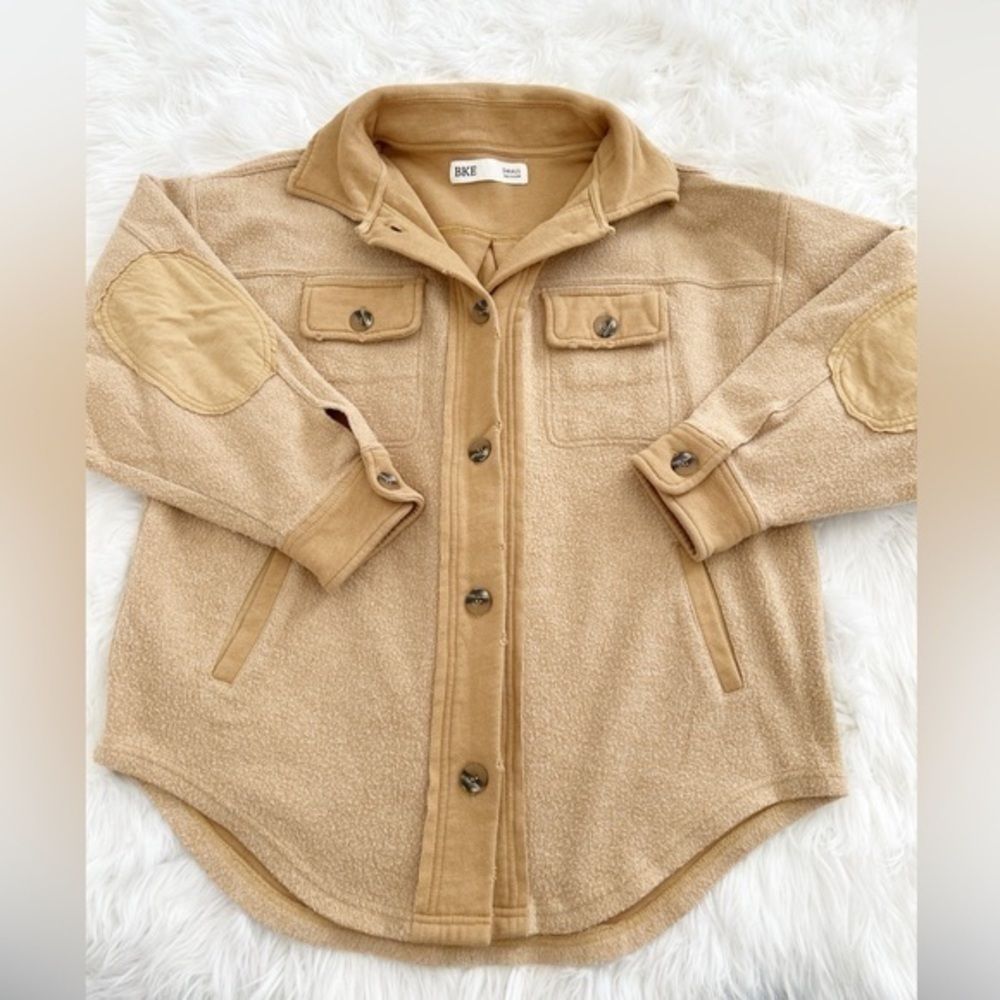BKE Camel Utility Jacket with Button Closure